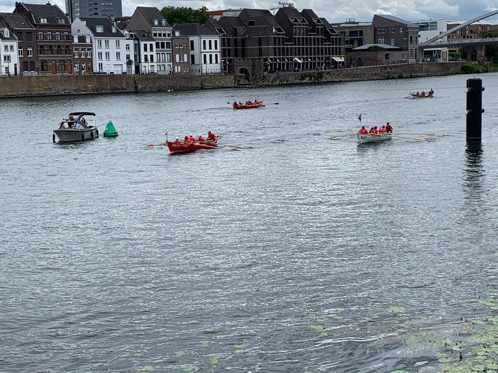 Sloeproeiers op de Maas in Maastricht